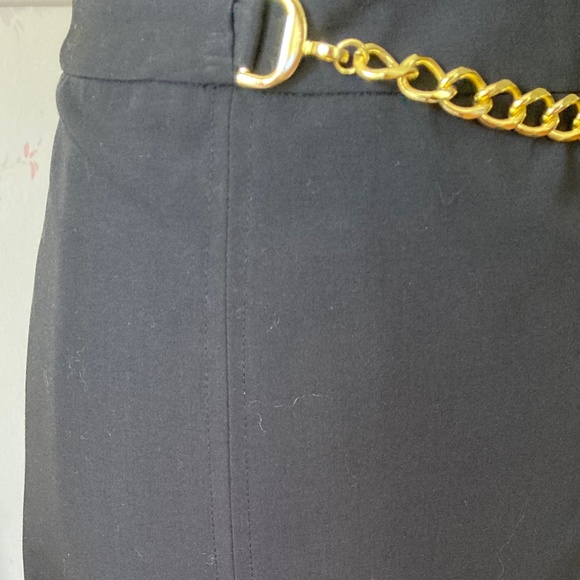 BLACK Mini Skirt with Gold Chain Accent - Picture 2 of 7